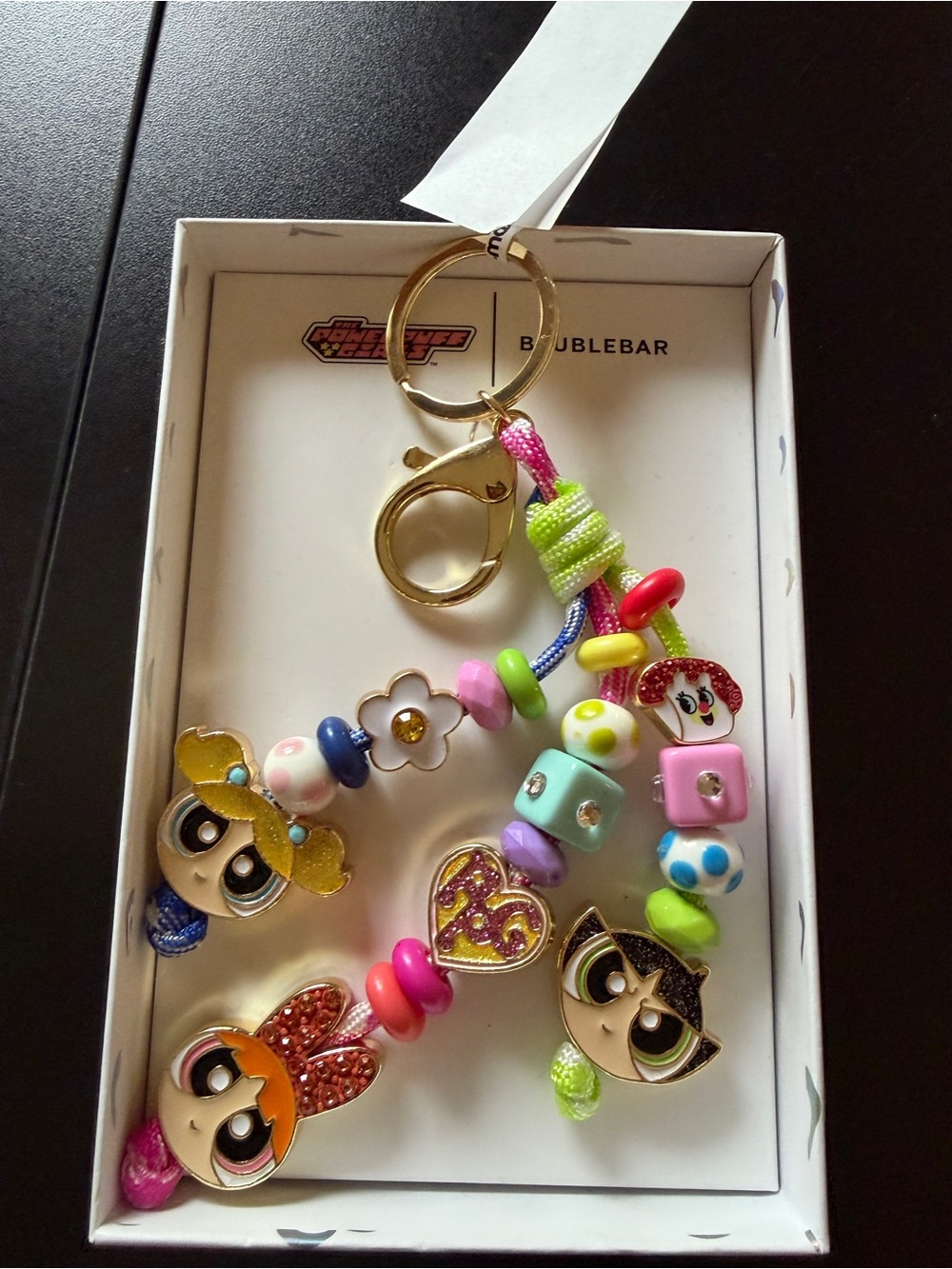 New Baublebar Powerpuff Girls Keychain Bag Charm Large 6" Colorful Beaded